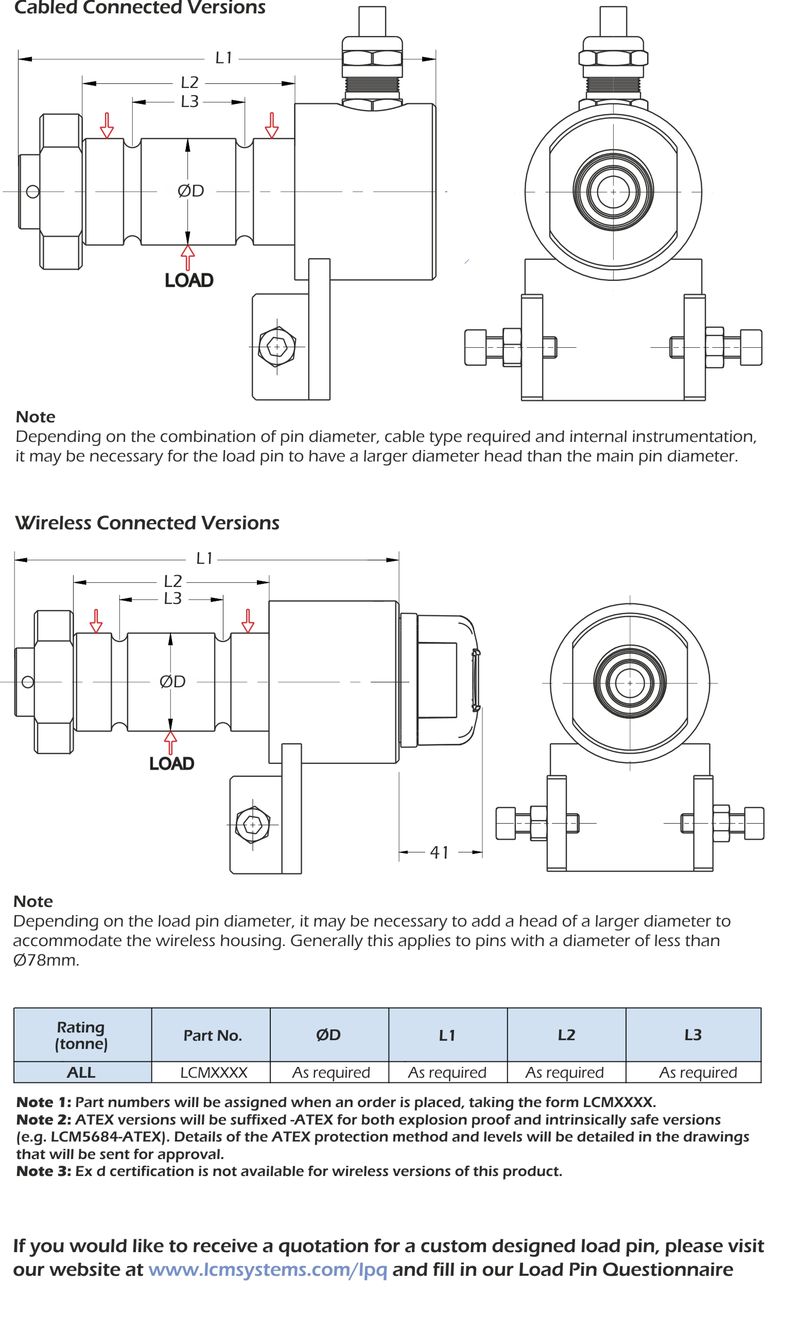 lpc load pin dimensions